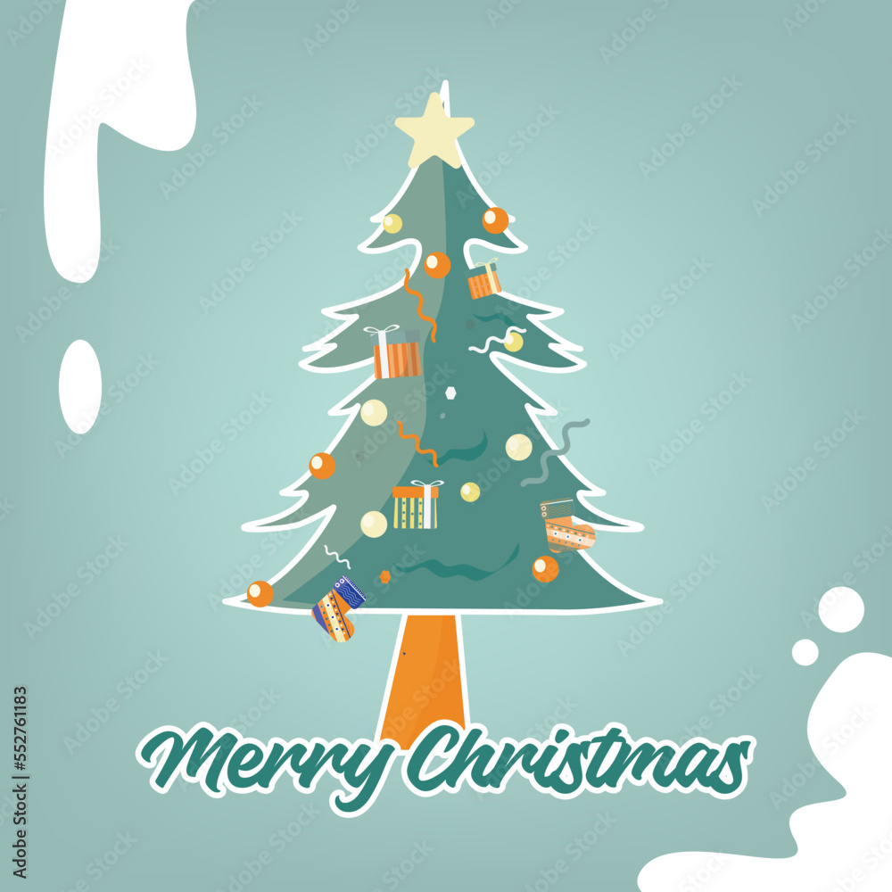 Christmas card template with Christmas tree vector illustration Christmas card template with Christmas tree vector illustration