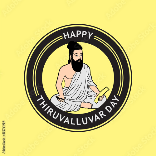 thiruvalluvar day round logo template vector stock