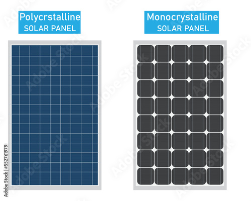 vector design of monocrystalline and polycrystalline solar panel , isolated photo