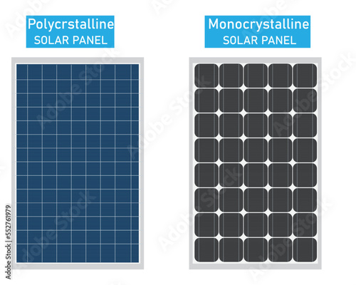 vector design of monocrystalline and polycrystalline solar panel , isolated