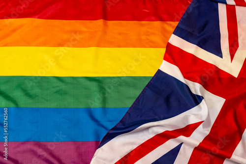 Waving flag of United Kingdon and LGBT photo