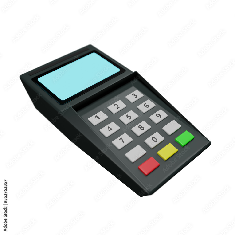 Card payment terminal isolated on transparent background 3d render illustration Card payment terminal isolated on transparent background 3d render illustration