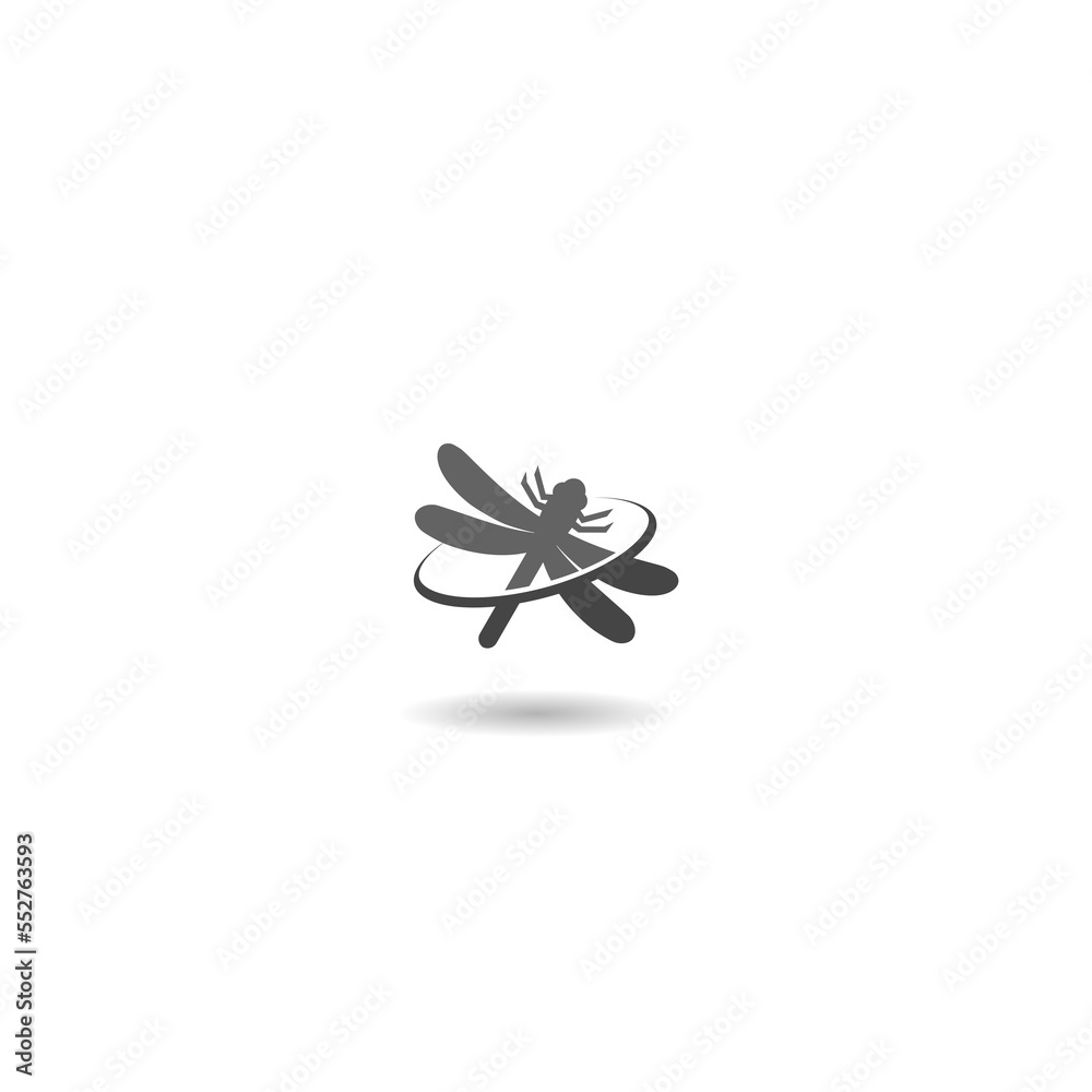 Dragonfly icon logo with shadow