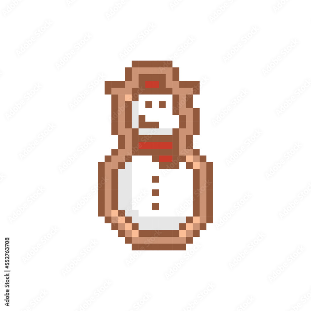 Fototapeta premium Pixel art gingerbread cookie snowman design