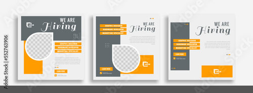 We are hiring job vacancy social media post banner design template. We are hiring job vacancy square web banner design.	