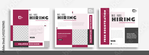 We are hiring job vacancy social media post banner design template. We are hiring job vacancy square web banner design.	