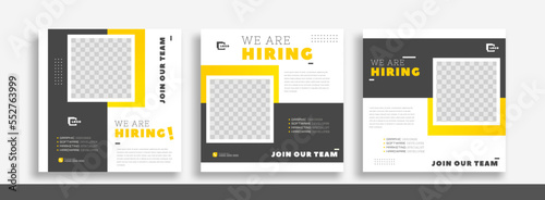 We are hiring job vacancy social media post banner design template. We are hiring job vacancy square web banner design.	