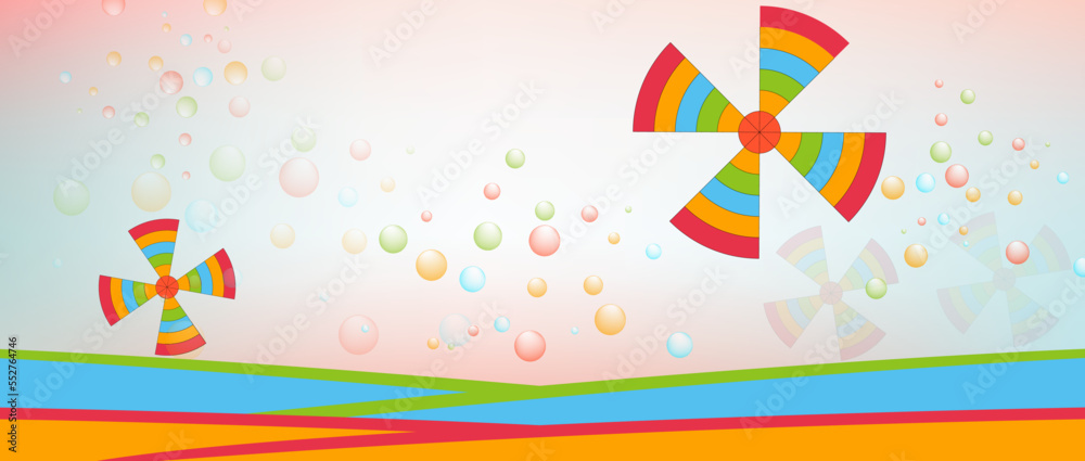 Fototapeta premium Colorful windmill background