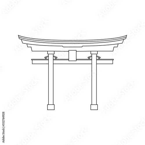 Torii Gate Outline Icon Illustration on White Background