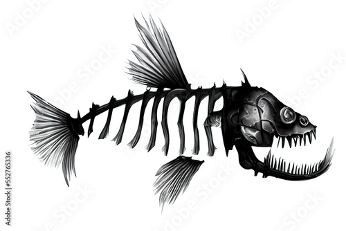 Abstract fish skeleton. Digital illustration. Isolated on white background. photo