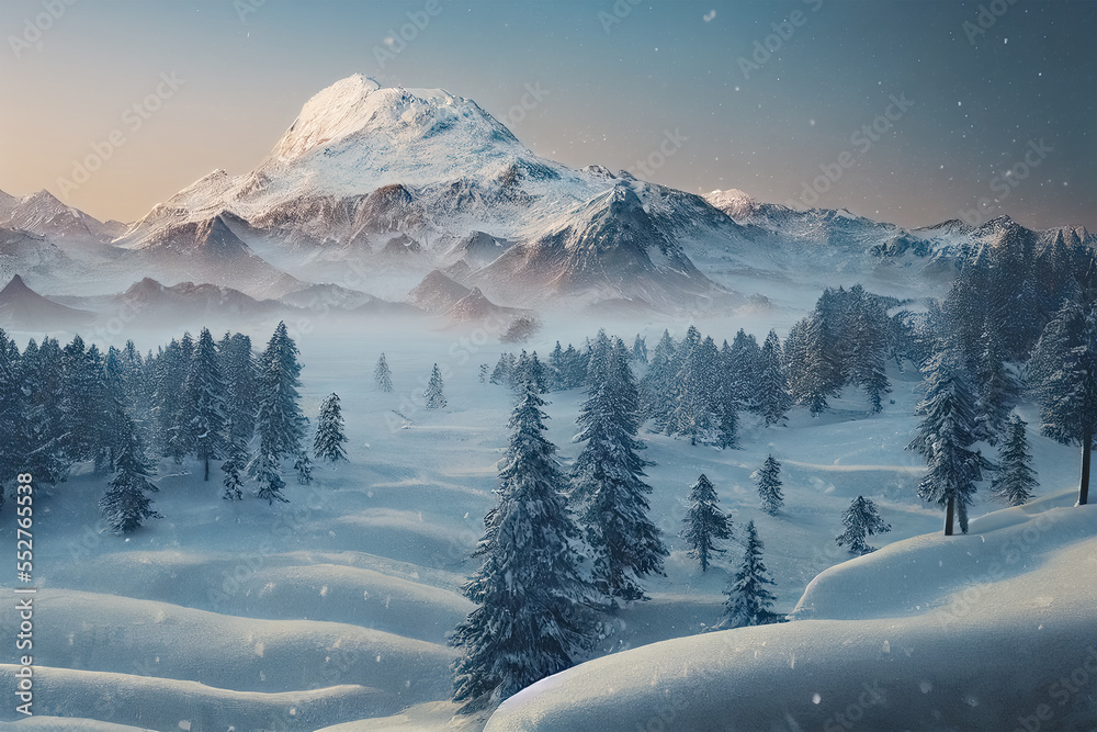 Fototapeta premium snow covered mountains on winter