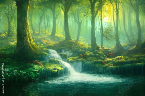 waterfall in forest © Shades3d