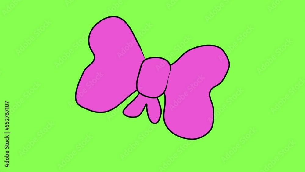 Bow, ribbon, gift, surprise, holiday, joy, happiness, fun, pink. Logo on green chroma key background video 4k looped new