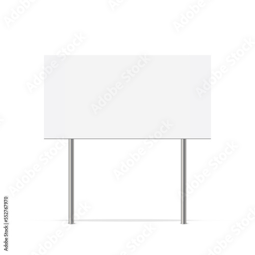 Blank white billboard mockup isolated on white background. Vector outdoor copy space advertising banner template