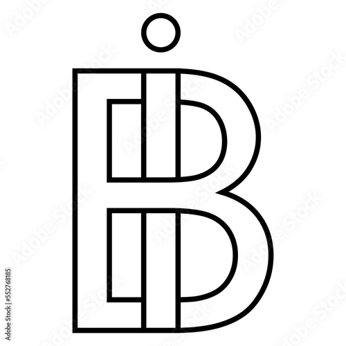 Logo sign ib bi icon, nft interlaced letters i b
