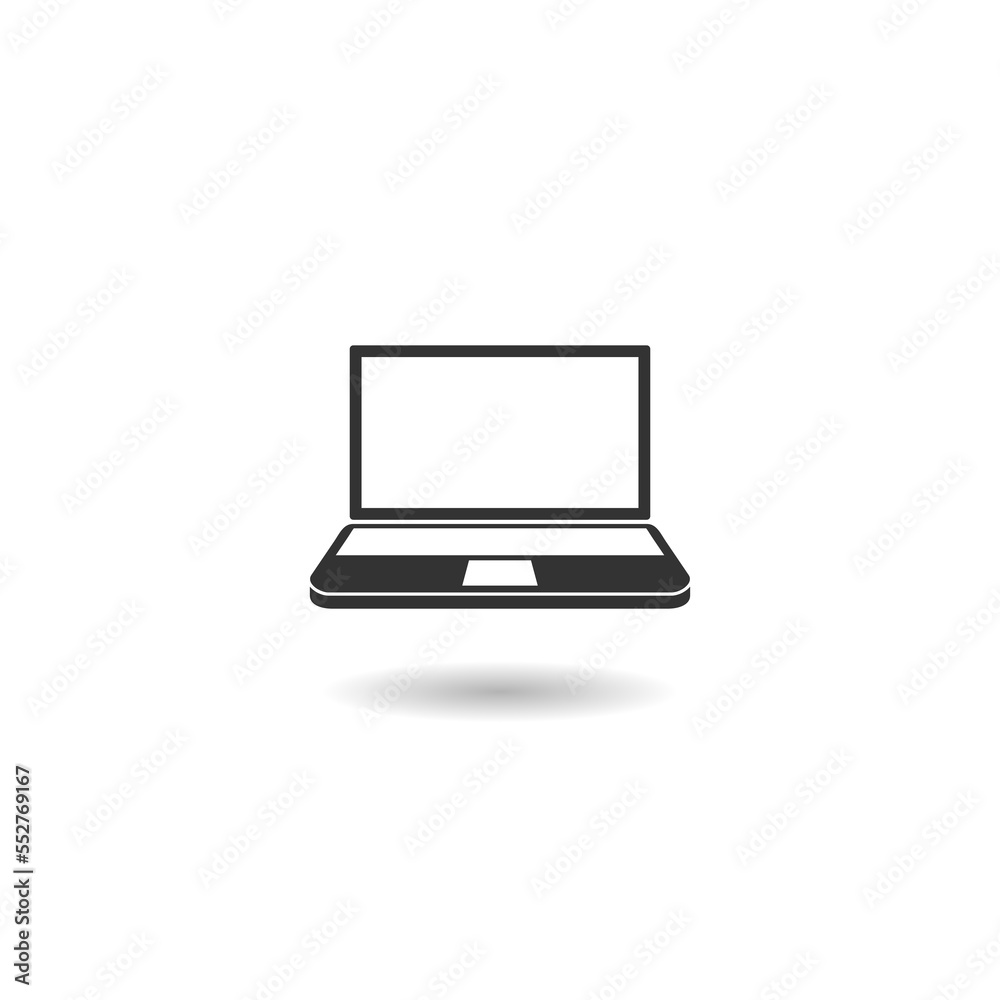 Laptop, computer, notebook icon logo with shadow Laptop, computer, notebook icon logo with shadow