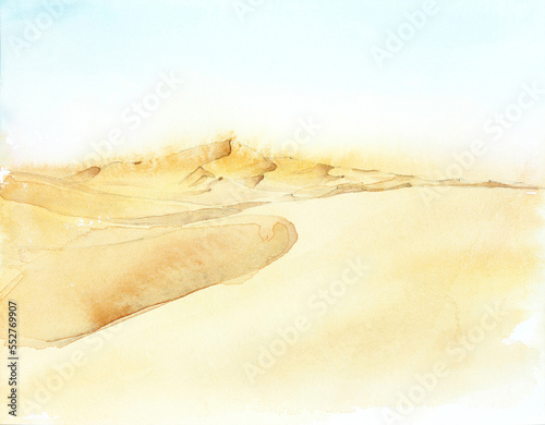 Desert Morocco. Watercolor hand drawn illustration	
