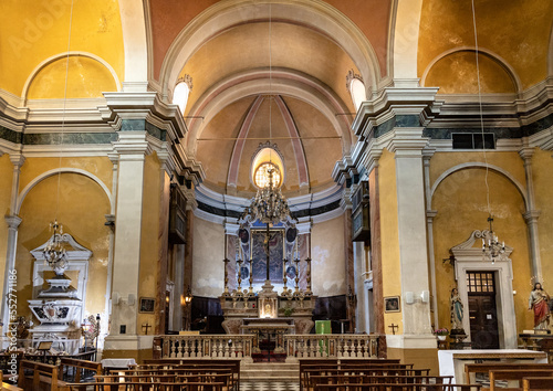 Main nave and presbytery of St. Michael church in old town quarter at Azure Cost of Mediterranean Sea in Villefranche-sur-Mer resort town in France photo