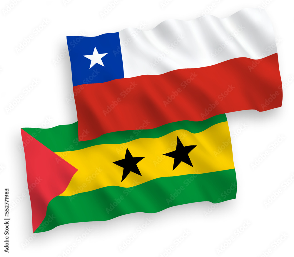 Obraz premium Flags of Saint Thomas and Prince and Chile on a white background