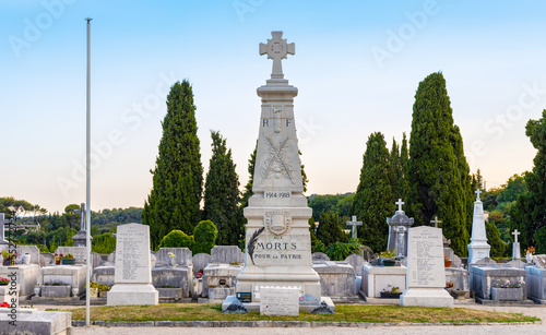 Historic cemetery with national heroes memorial at Avenue Colonel Meyere street in old town of medieval riviera resort of Vence in France