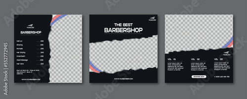 Barbershop social media post premium vector 