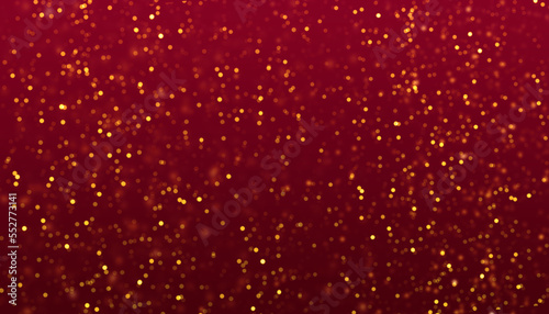 Night red yellow particles sparkling with blurred light as decoration and background