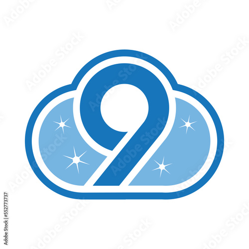 Combination of Number 9 in Cloud Shape