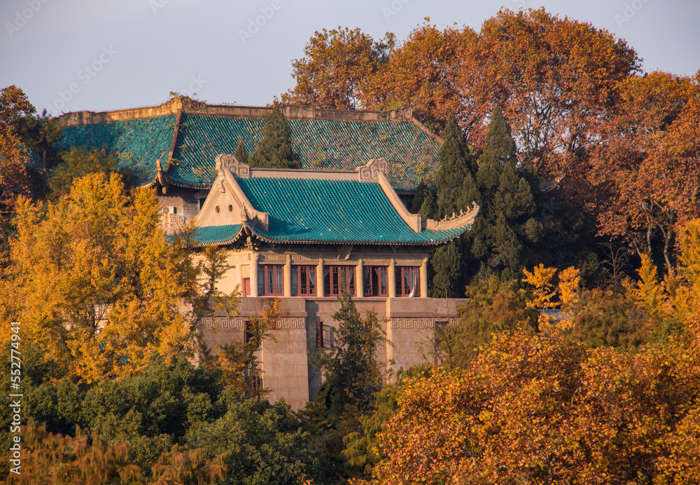 Autumn scenery, with the student union building. Taken in WHU, Wuhan, Hubei, China. Autumn scenery, with the student union building. Taken in WHU, Wuhan, Hubei, China.