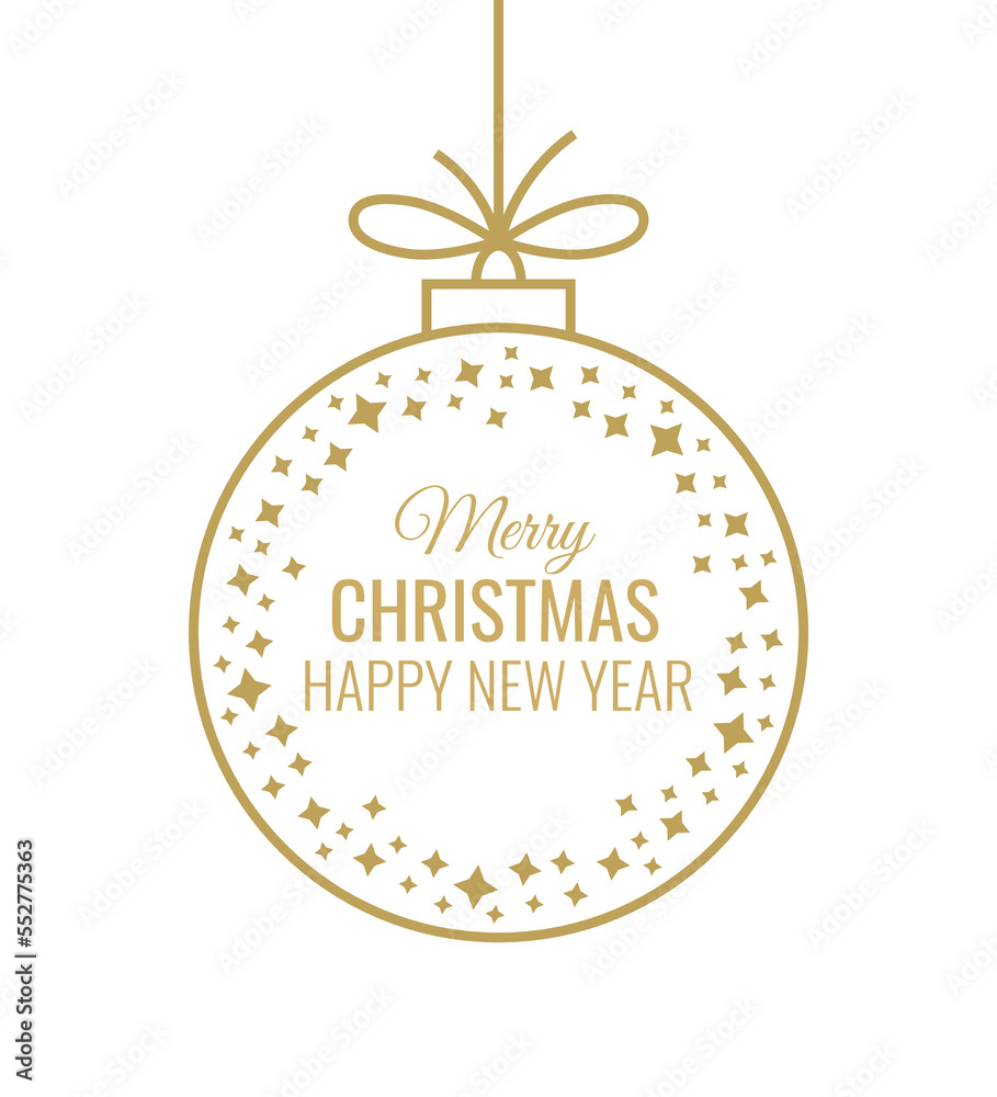 Naklejka premium Outline Christmas ball. Christmas greeting card. Vector illustration.