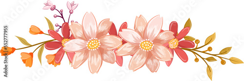 Wallpaper Mural Pink Orange Flower Arrangement with watercolor style Torontodigital.ca
