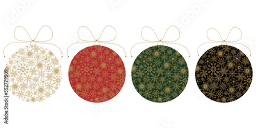A set of Christmas colorful balloons. Vector illustration isolated on a white background.