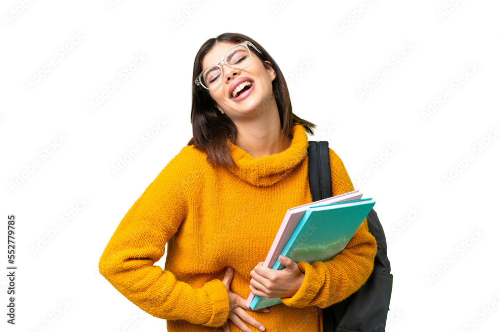 Young student woman over isolated chroma key background smiling a lot Young student woman over isolated chroma key background smiling a lot