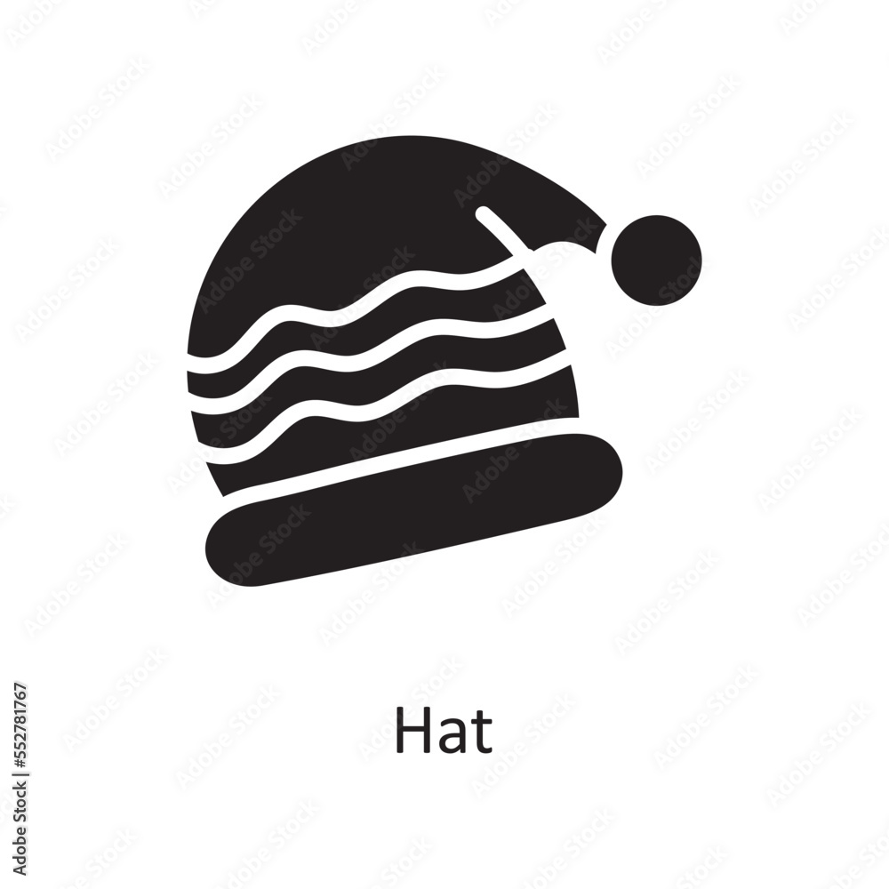 Hat vector Solid Icon Design illustration. Christmas Symbol on White background EPS 10 File Hat vector Solid Icon Design illustration. Christmas Symbol on White background EPS 10 File