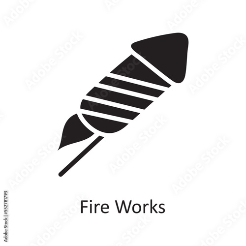 Fire Works vector Solid Icon Design illustration. Christmas Symbol on White background EPS 10 File