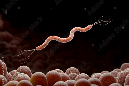 Spirillum bacteria in the stomach photo