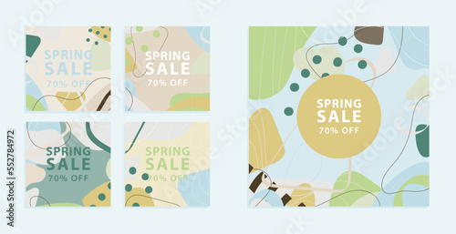 spring sale square abstract background vector set