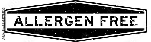 Grunge black allergen free word hexagon rubber seal stamp on white background