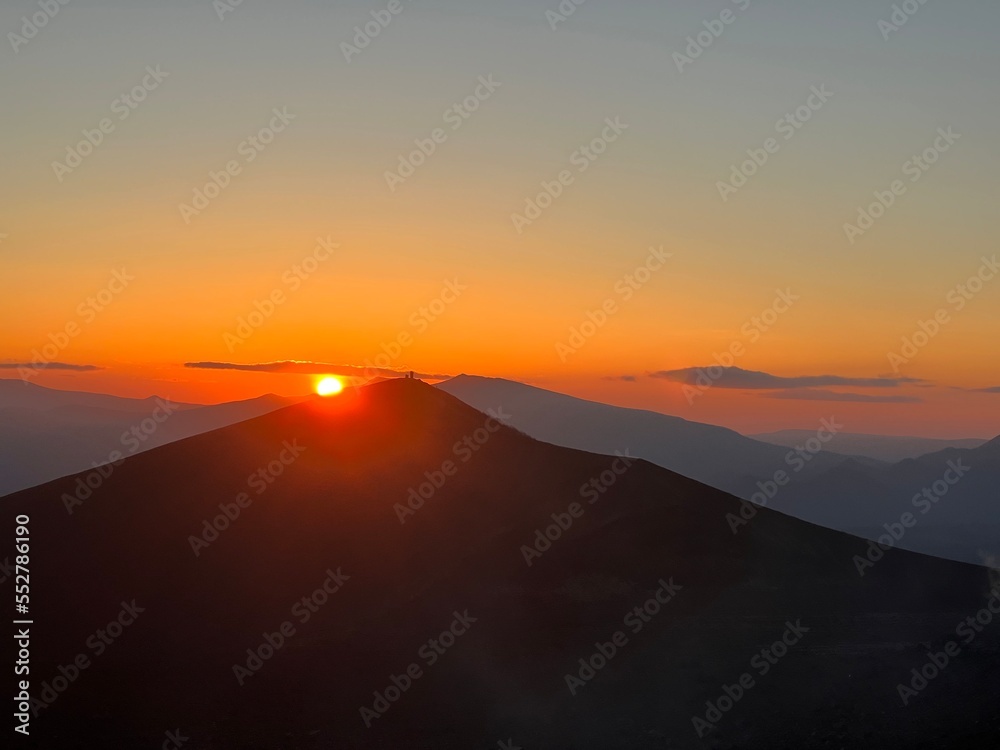 樽前山から見る日没