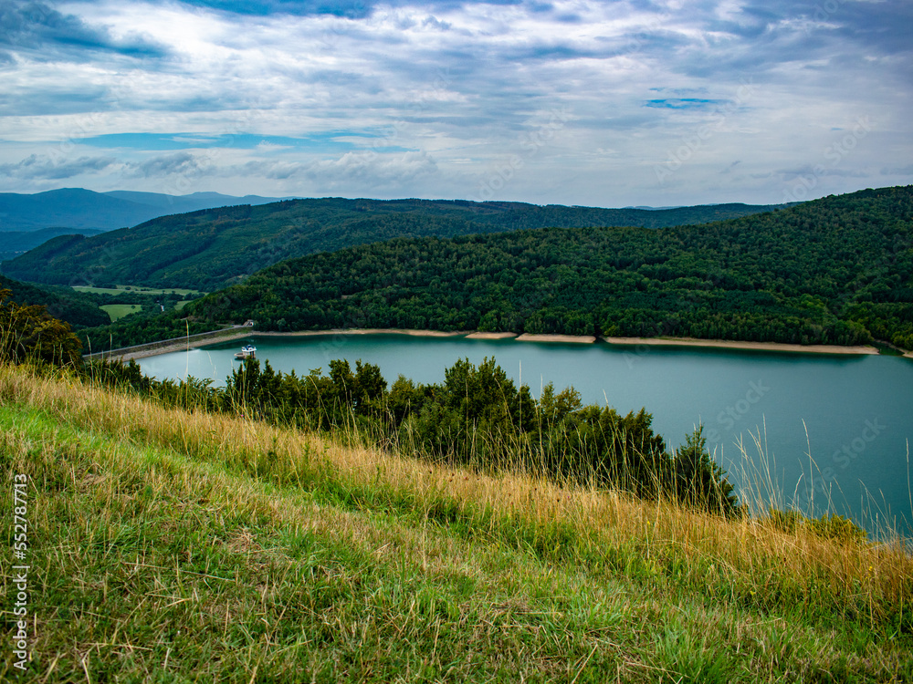View of a dam in the hills View of a dam in the hills