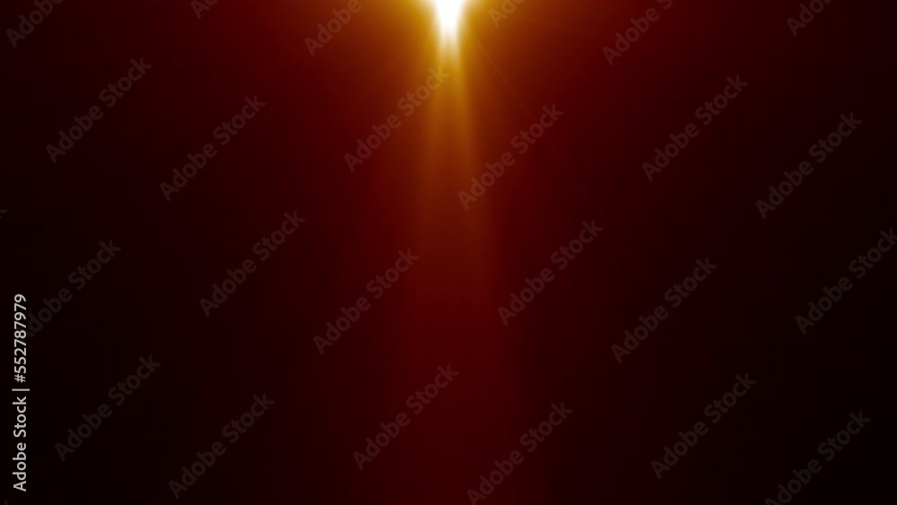 4K loop center top gold orange optical lens flares shiny ray animation ...