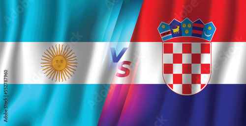 Argentina vs Croatia waving flag 3d illustration sport banner design background