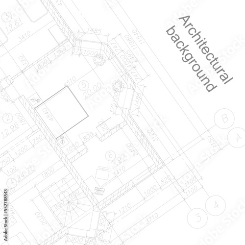 Architectural background. Vector blueprint. Detailed floor plans suburban house.
