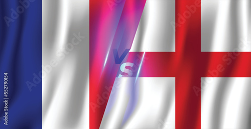 France vs England waving flag 3d illustration background sport banner design