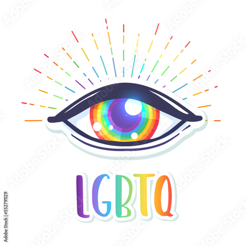 Rainbow colored icon. Gay Pride. LGBT concept. Realistic style vector colorful illustration isolated. Sticker, patch, t-shirt print, logo design..