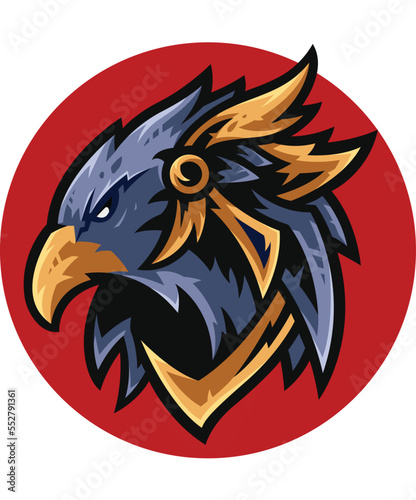Eagle head e-sport logo design vector with modern illustration