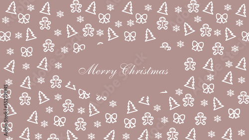 dark pink Christmas background with White drawings new year's attributes