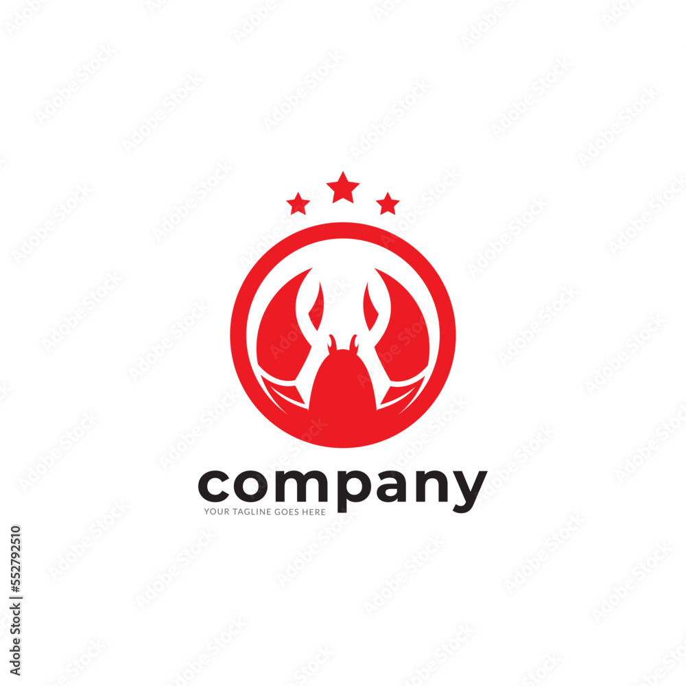 Seafood restaurant, Stylized image of shrimp logo template, prawn logo design on white background Vector illustration