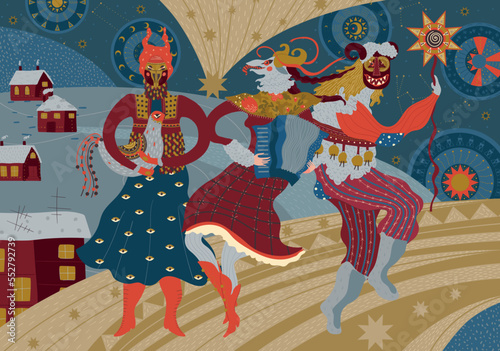 Christmas vintage greeting cards Ukrainian pagan traditions