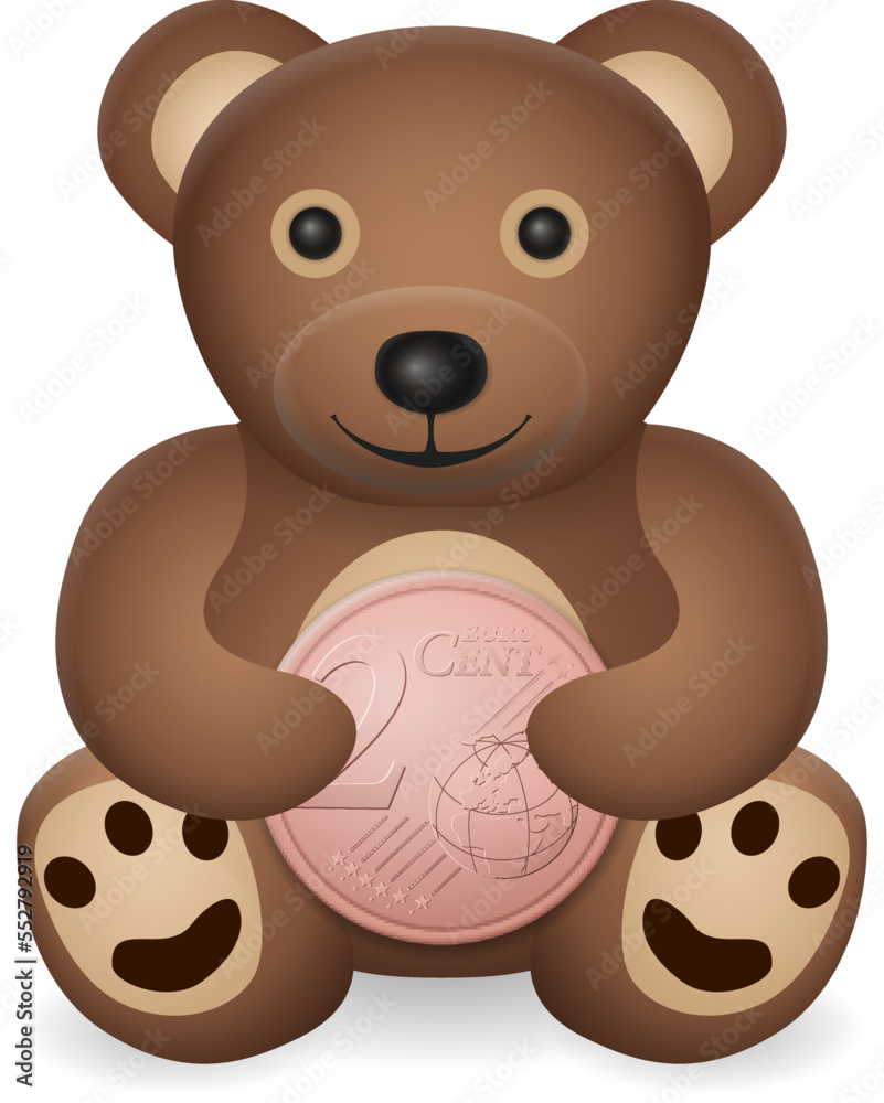 Obraz premium Teddy bear with two euro cent