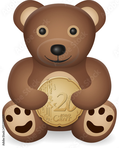 Teddy bear with twenty euro cent